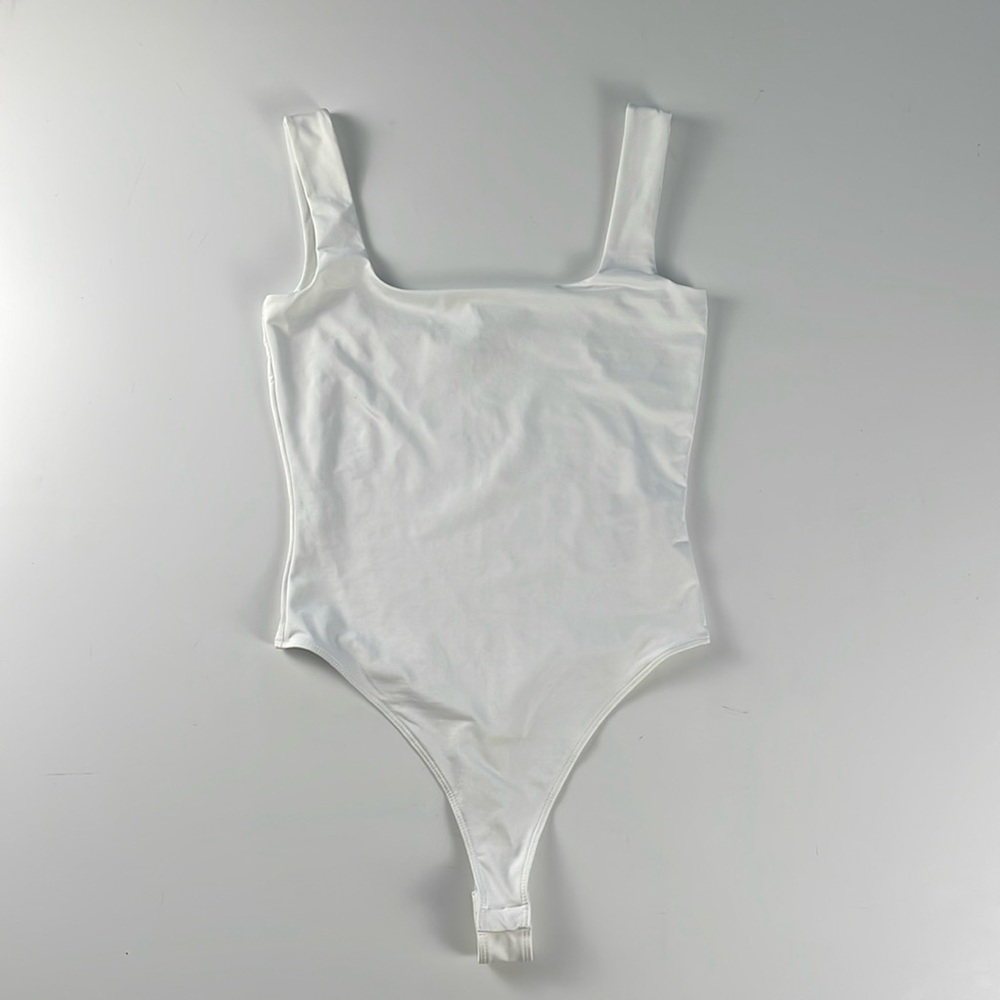 REISS Laurie Square Neck Tank Bodysuit. White. S.